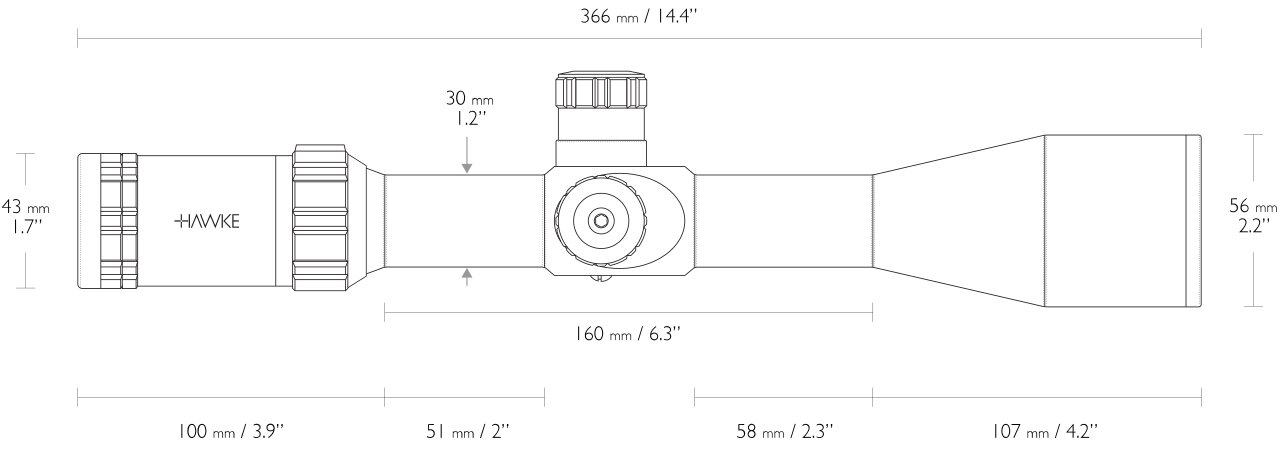 Hawke Sidewinder 30 FFP 4-16x50 FFP Half Mil 